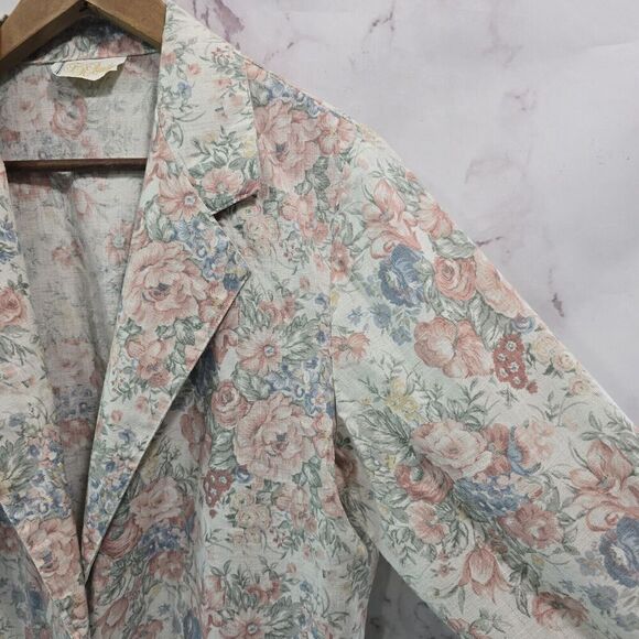 Vintage Blazer Womens 1X Pink Floral 1 Button Cottagecore Tea Garden 90s 80s - Picture 11 of 12